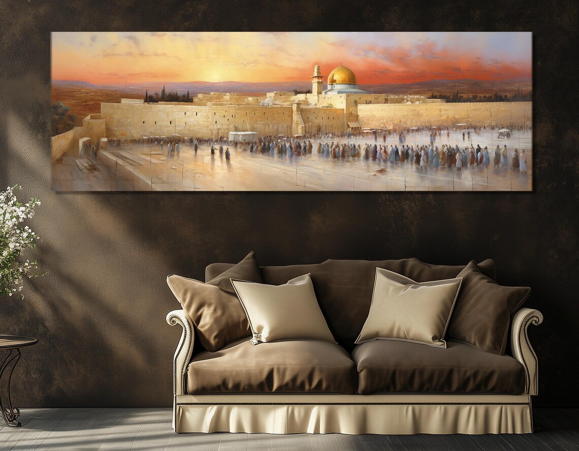 Jerusalem Western Wall Sunset Dome of the Rock Panorama Travel Poster