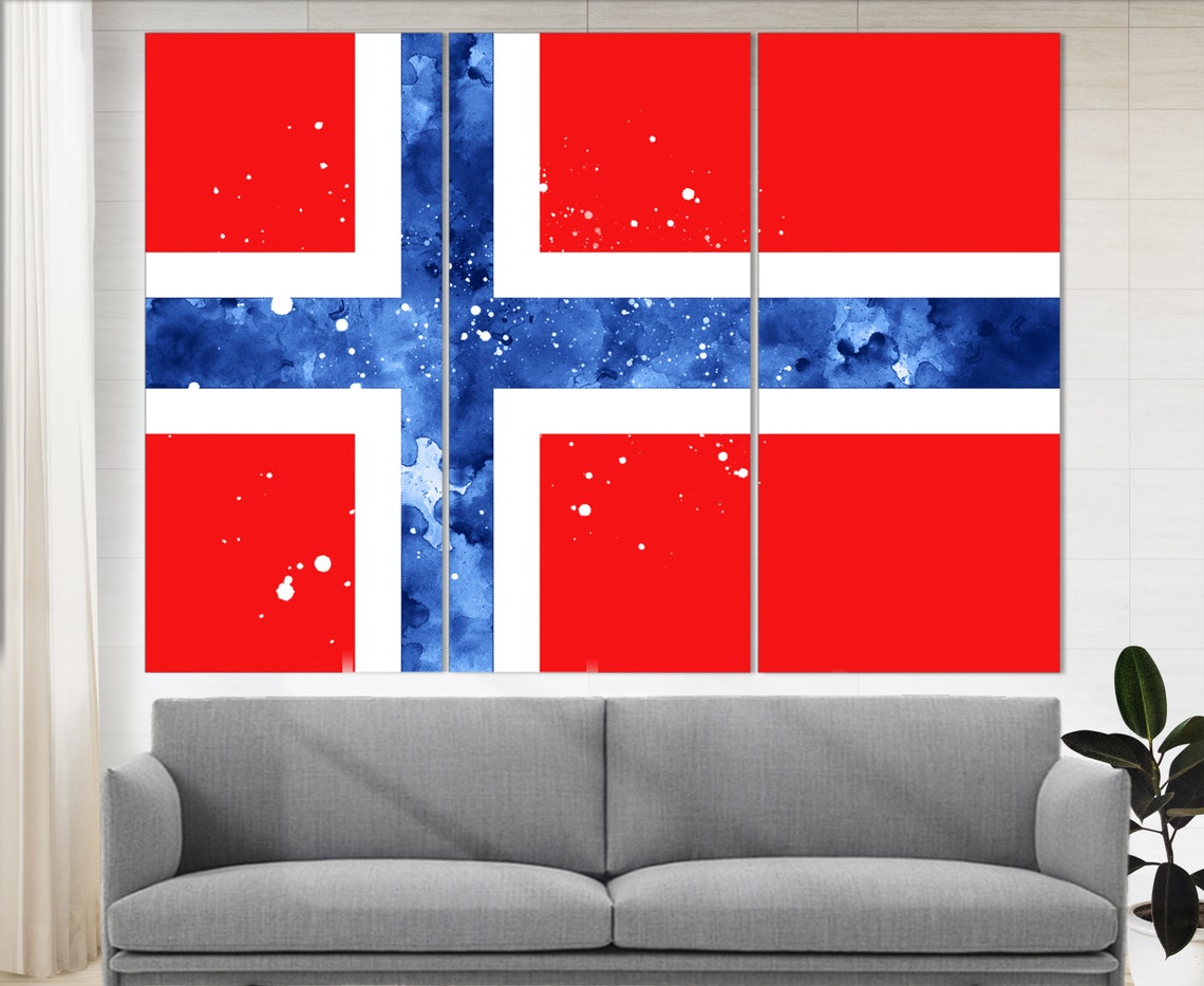 Norway Flag Watercolor Red Blue Cross Patriotic Wall Decor Art Poster - Image 4