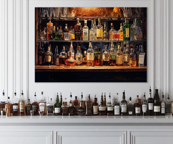 Alcohol Wall Art Alcohol Drinks Print Bar Painting Print Pub Wall Art Vintage Bar Painting Framed And Ready To Hang