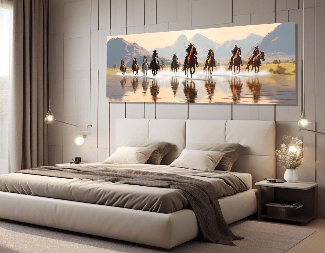 Cowboys on Horses, Retro Wild West Wall Art Print - Image 3