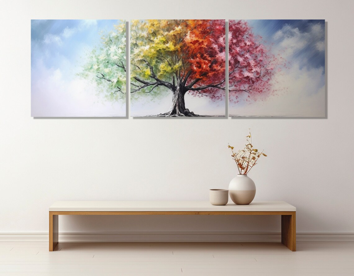 Colorful Season Tree Abstract Art Print, Four Seasons - Image 4
