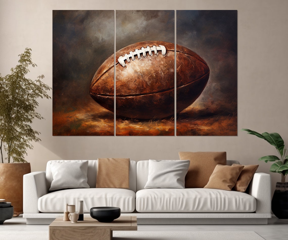 Vintage Football Ball Painting Print Retro Football Wall Art Football Wall Decor Football Player Gift Framed And Ready To Hang - Image 4