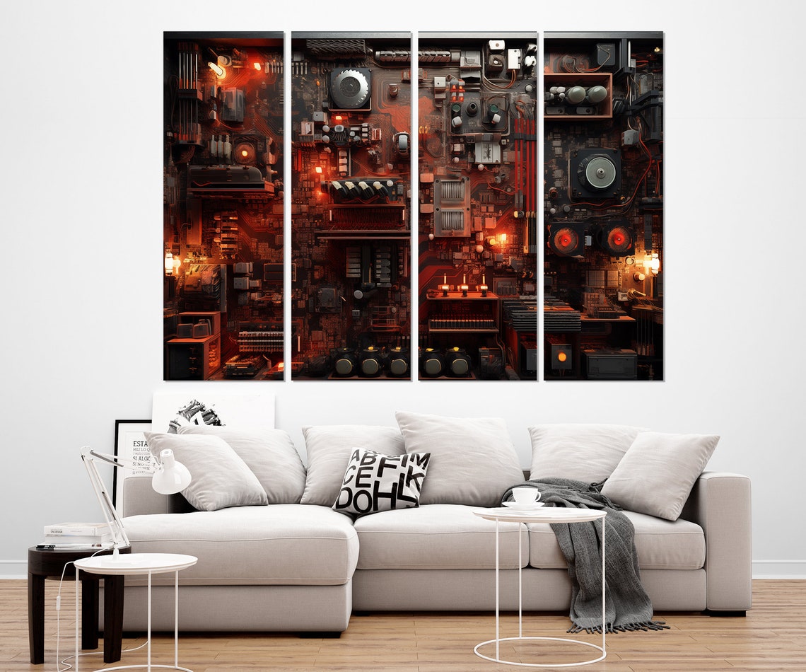 Abstract Microcircuit Print Motherboard Chip Art Engineer Gift Circuit Painting Chip Print - Image 3