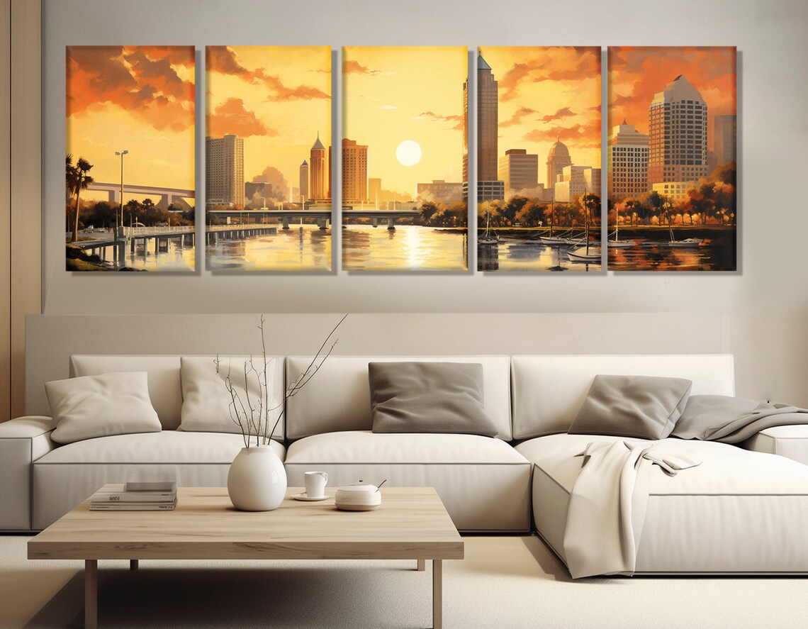 Abstract Tampa Painting Print Tampa Wall Art Tampa Skyline Tampa Poster Tampa Wall Decor Framed And Ready To Hang - Image 4