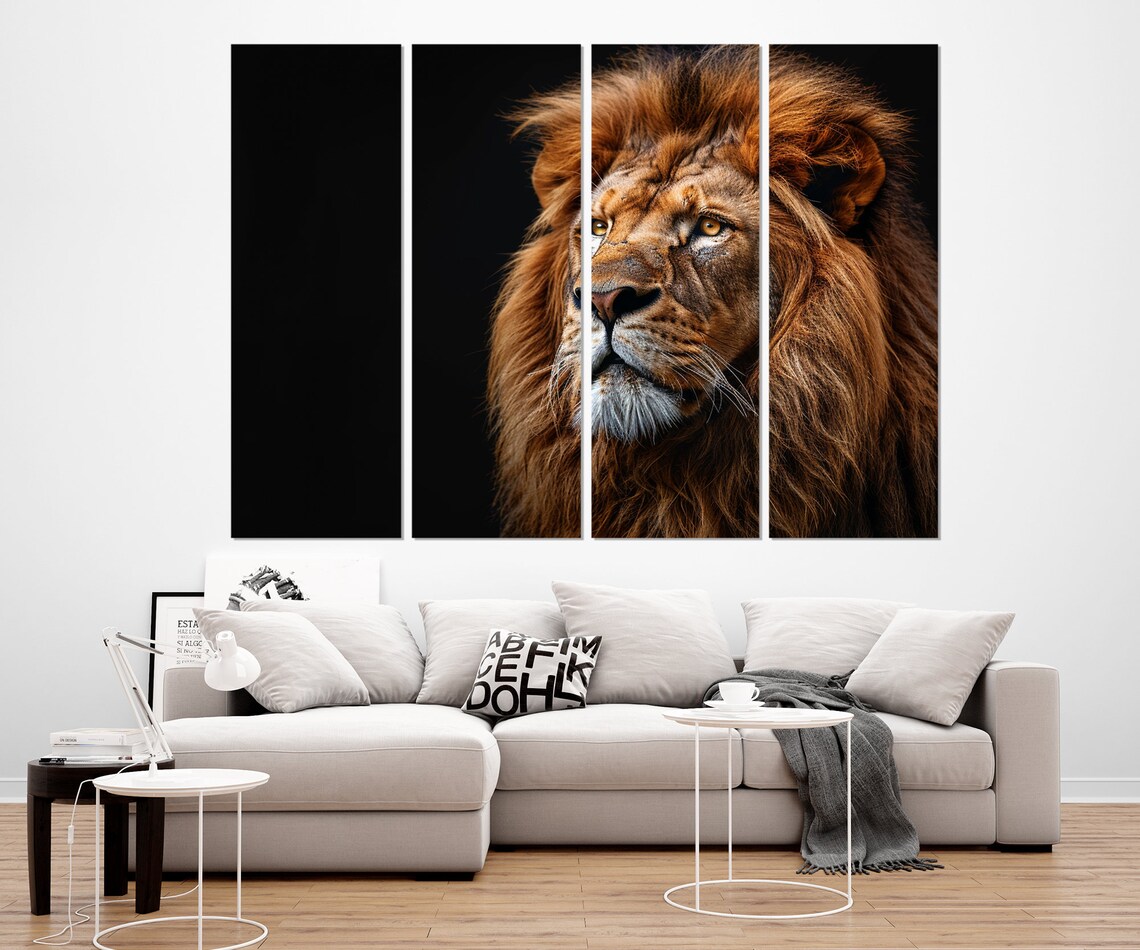 Lion Portrait Art Print, Elegant Wildlife Wall Art - Image 2