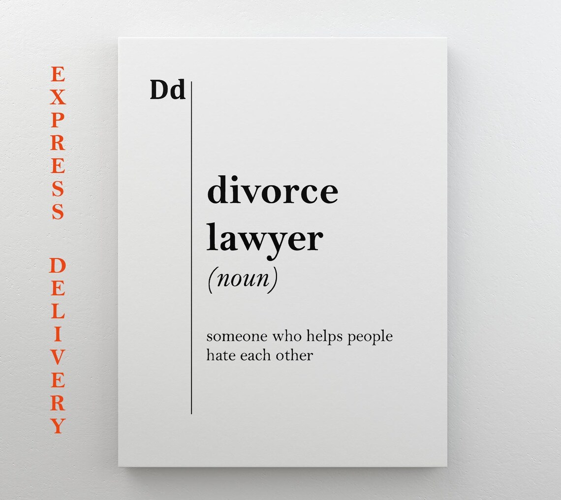Divorce Lawyer Funny Definition Print Law Office Dictionary Art