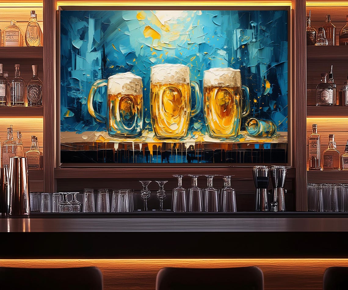 Retro Style Beer Painting Print Impressionist Beer Wall Art Pub Wall Decor Kitchen Decor Man Cave Decor Framed Ready To Hang - Image 2