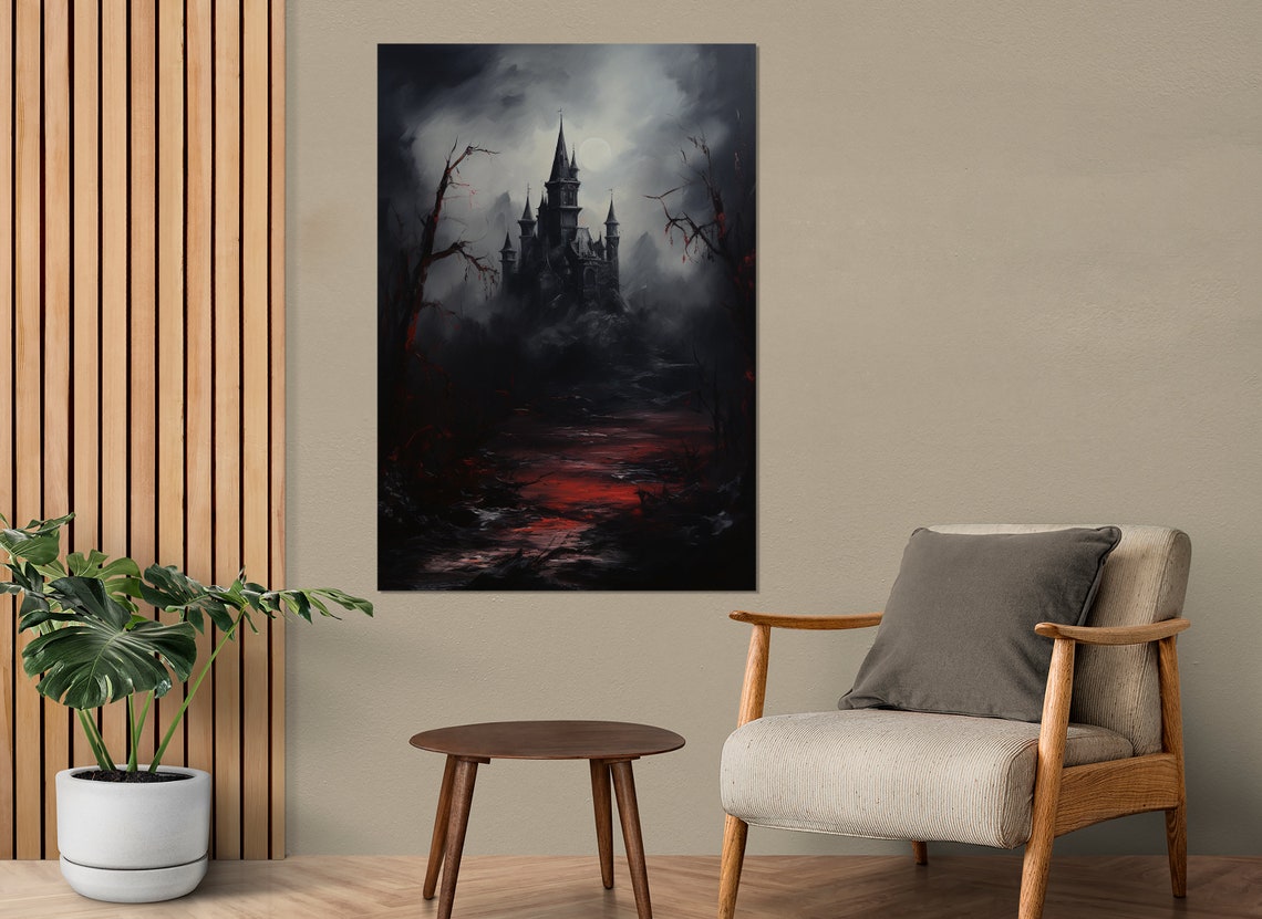 Dracula Castle Painting Print Bran Castle Painting Romania Wall Art Framed Wall Art - Image 2