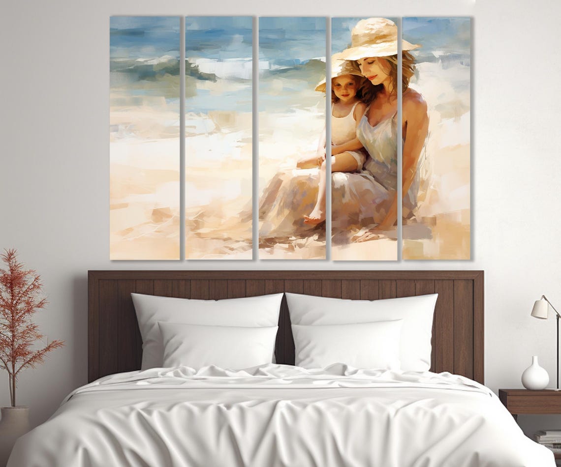 Mother And Daughter Abstract Painting Print Family Painting Family Wall Art Maternity House Decor Framed And Ready To Hang - Image 2