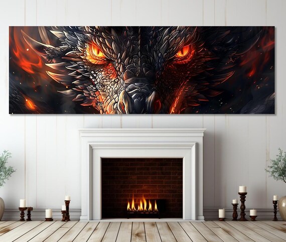 Dragon Look Print Dragon Painting Large Dragon Poster Dragons Wall Art Fantasy Wall Decor Fantasy Gift Framed Ready To Hang
