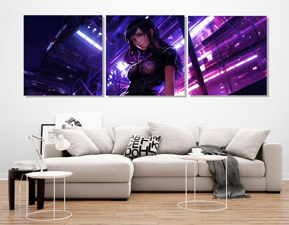 Anime Wall Decor Anime Girl Painting Print Teen Room Decor Gamer Room Decor Gamer Gift Framed And Ready To Hang - Image 2