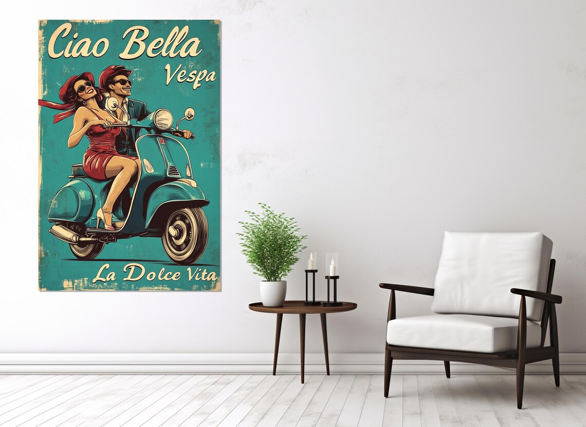 Ciao Bella Vintage Italian Travel Poster, Retro Style - Image 3