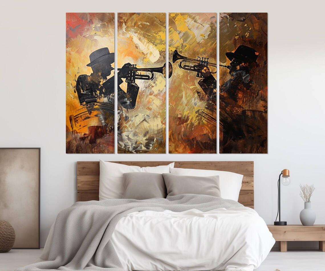 Trumpeters Abstract Music Art Print, Jazz Wall Art - Image 3