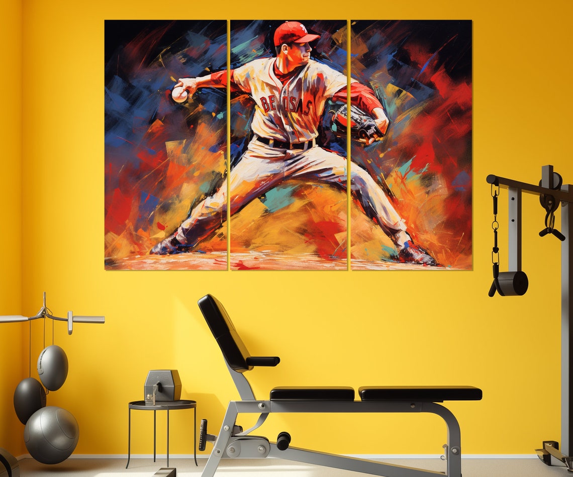 Baseball Wall Art Abstract Baseball Painting Print Baseball Fan Gift Baseball Wall Decor Pitcher Gift Framed And Ready To Hang - Image 4