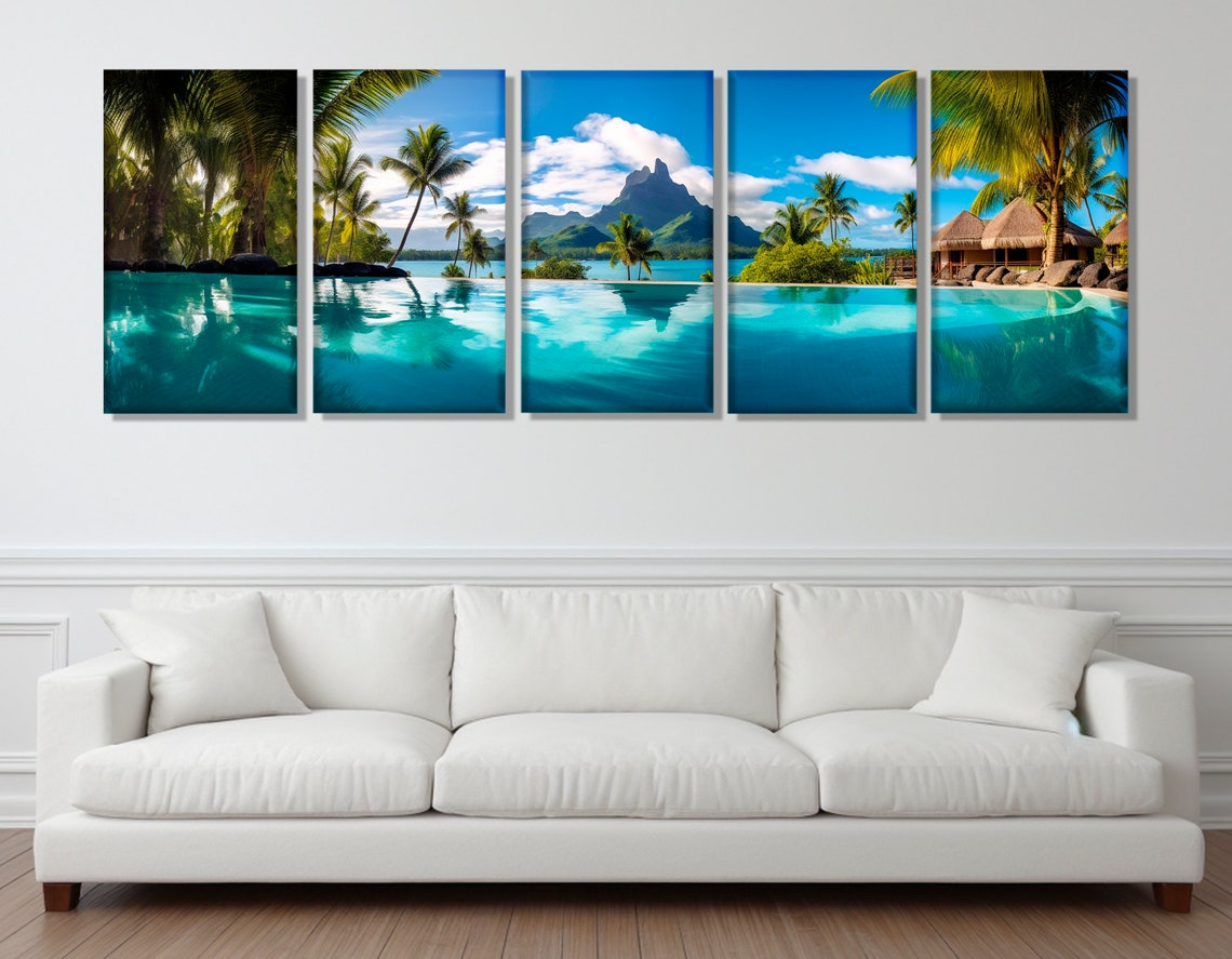 Bora Bora Infinity Pool Over Lagoon Mount Otemanu View Travel Poster - Image 3