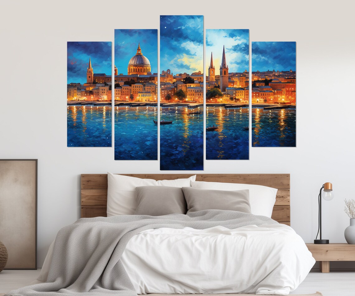 Valletta Skyline Abstract Malta Travel Poster Art - Image 3