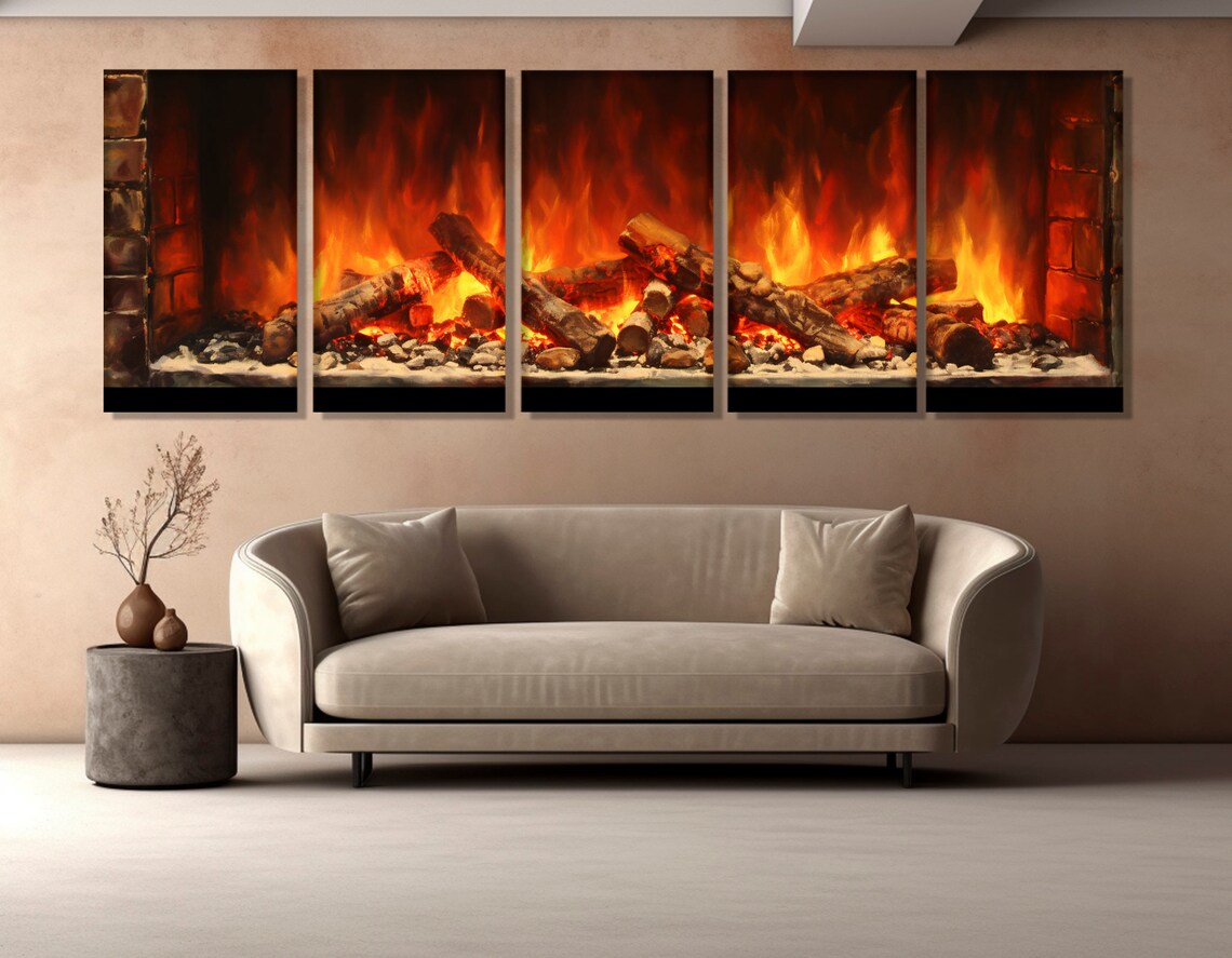 Fireplace Painting Print, Contemporary Wall Art - Image 3