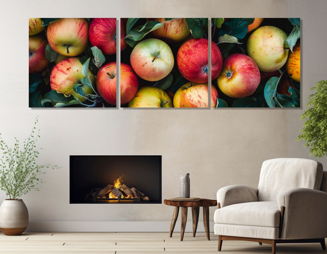 Large Kitchen Wall Art Garden Apples Print Fruits Wall Art Modern Kitchen Wall Decor Framed And Ready To Hang - Image 4