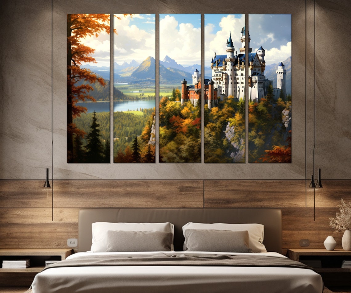 Neuschwanstein Castle Autumn Forest Bavaria Mountain Lake View Poster - Image 4