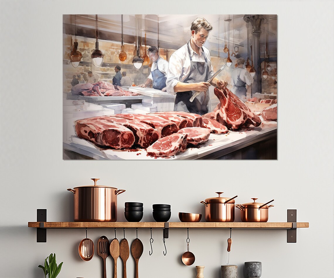 Butcher Shop Kitchen Wall Art Print, Kitchen Decor