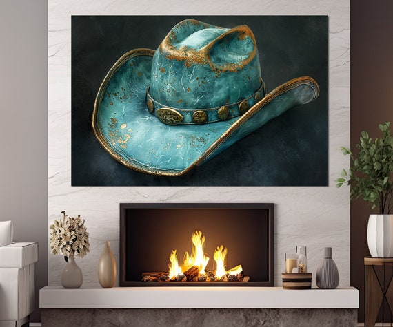 Old Cowboy Hat Print Western Wall Art Vintage Western Wall Decor Cowboy Gift Cowboy Hat Poster Framed Ready To Hang