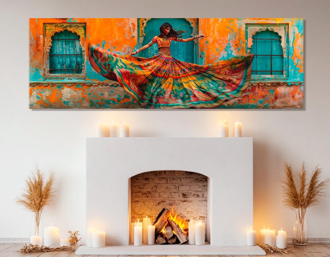 Rajasthan Indian Woman Dancing, Cultural Art Print - Image 2