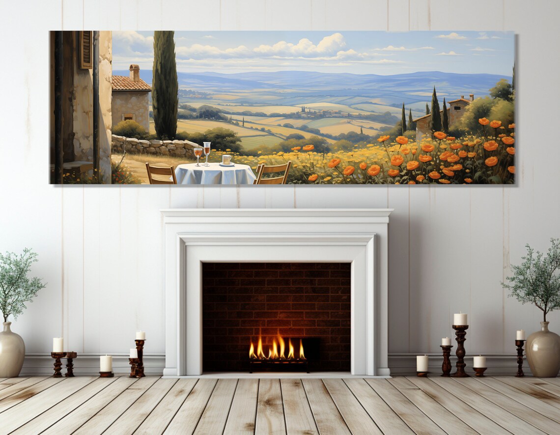 Tuscany Panorama Painting Print, Italy Landscape