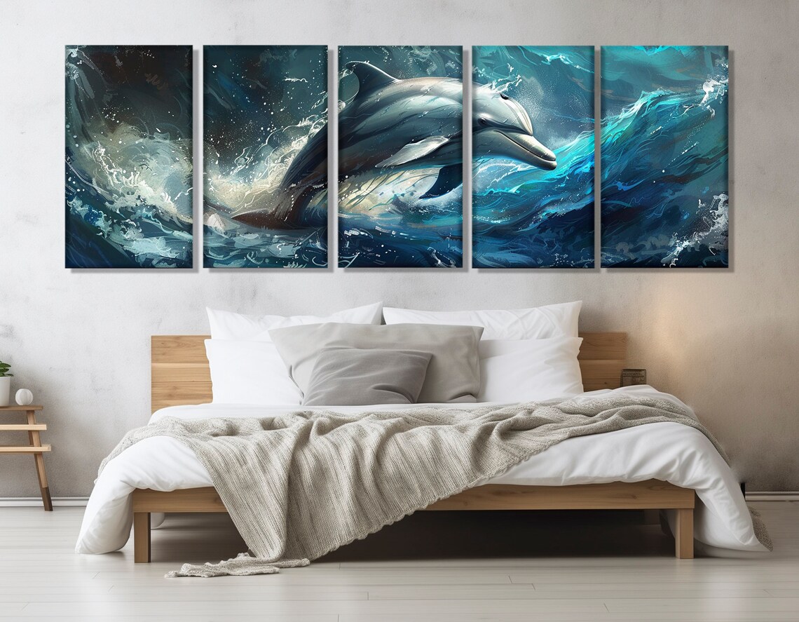 Dolphin Painting, Ocean Life Poster Art Print - Image 3