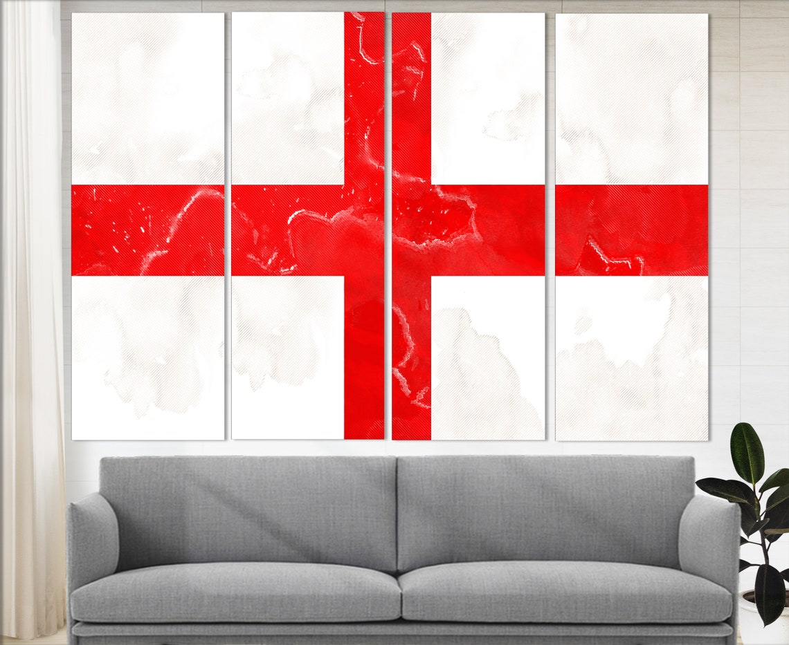 England Flag St Georges Cross Grunge Watercolor Red White Wall Poster - Image 3