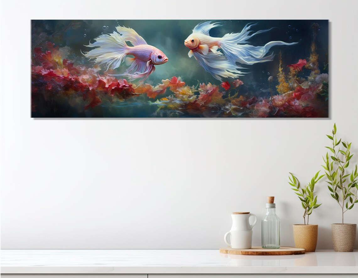 Betta Fish Print Betta Fish Painting Underwater Wall Art Aquarium Art Framed And Ready To Hang - Image 2