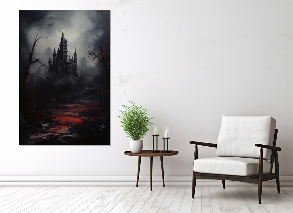 Dracula Castle Painting Print Bran Castle Painting Romania Wall Art Framed Wall Art - Image 3
