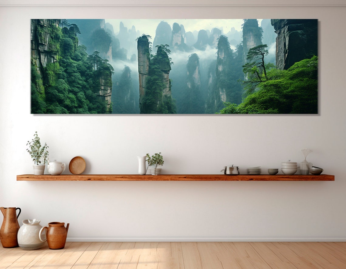 Zhangjiajie National Forest Park Misty Stone Pillars China View Poster - Image 2