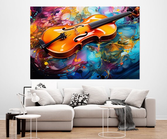 Colorful Violin Abstract Musical Art Vibrant Instrument Poster