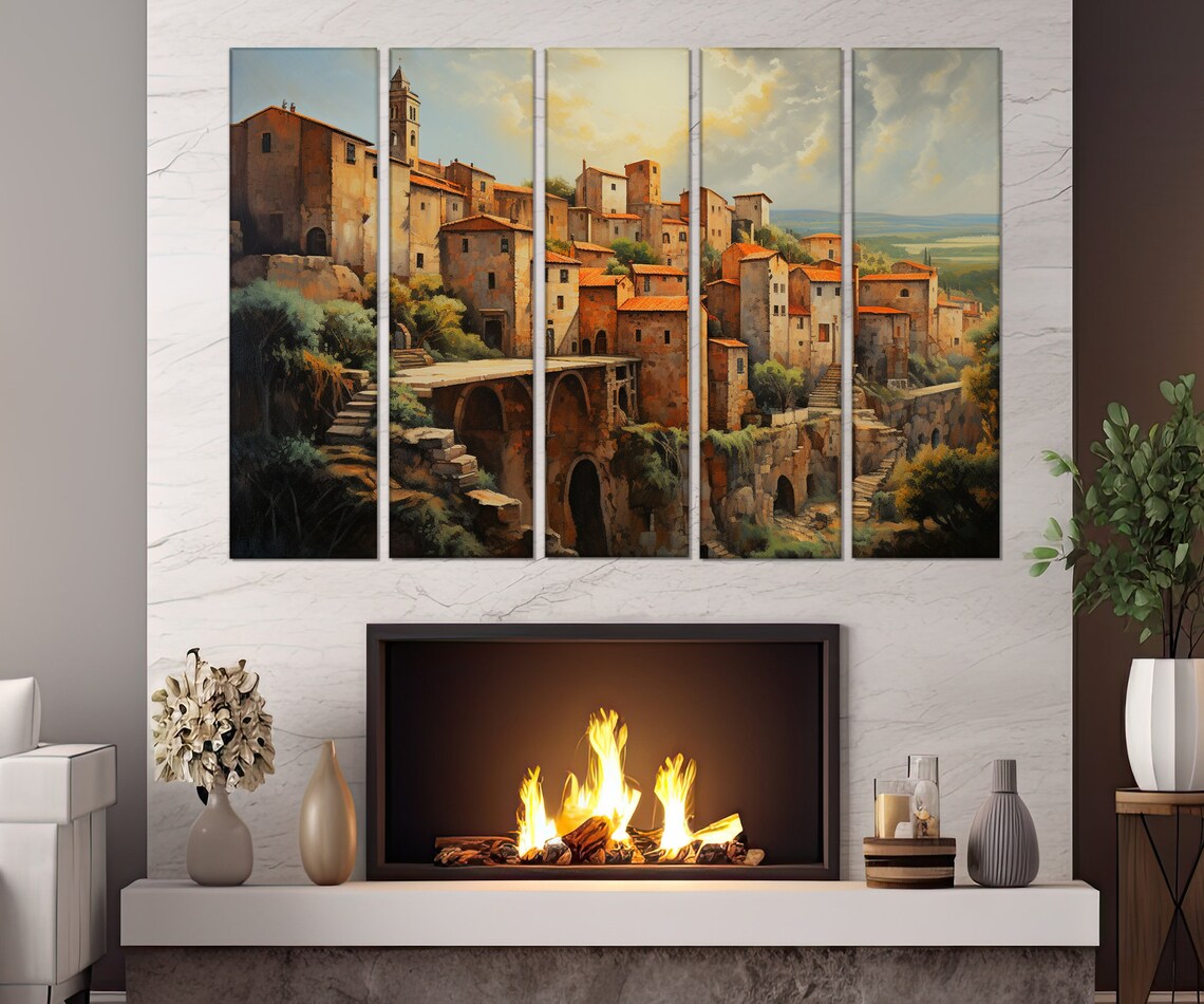 Pitigliano Tuscany Medieval Hilltop Town Italy Painting Travel Poster - Image 3