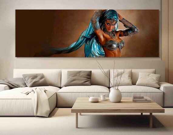 Arabian Princess Turquoise Veil Ornate Jewelry Panoramic Art Poster