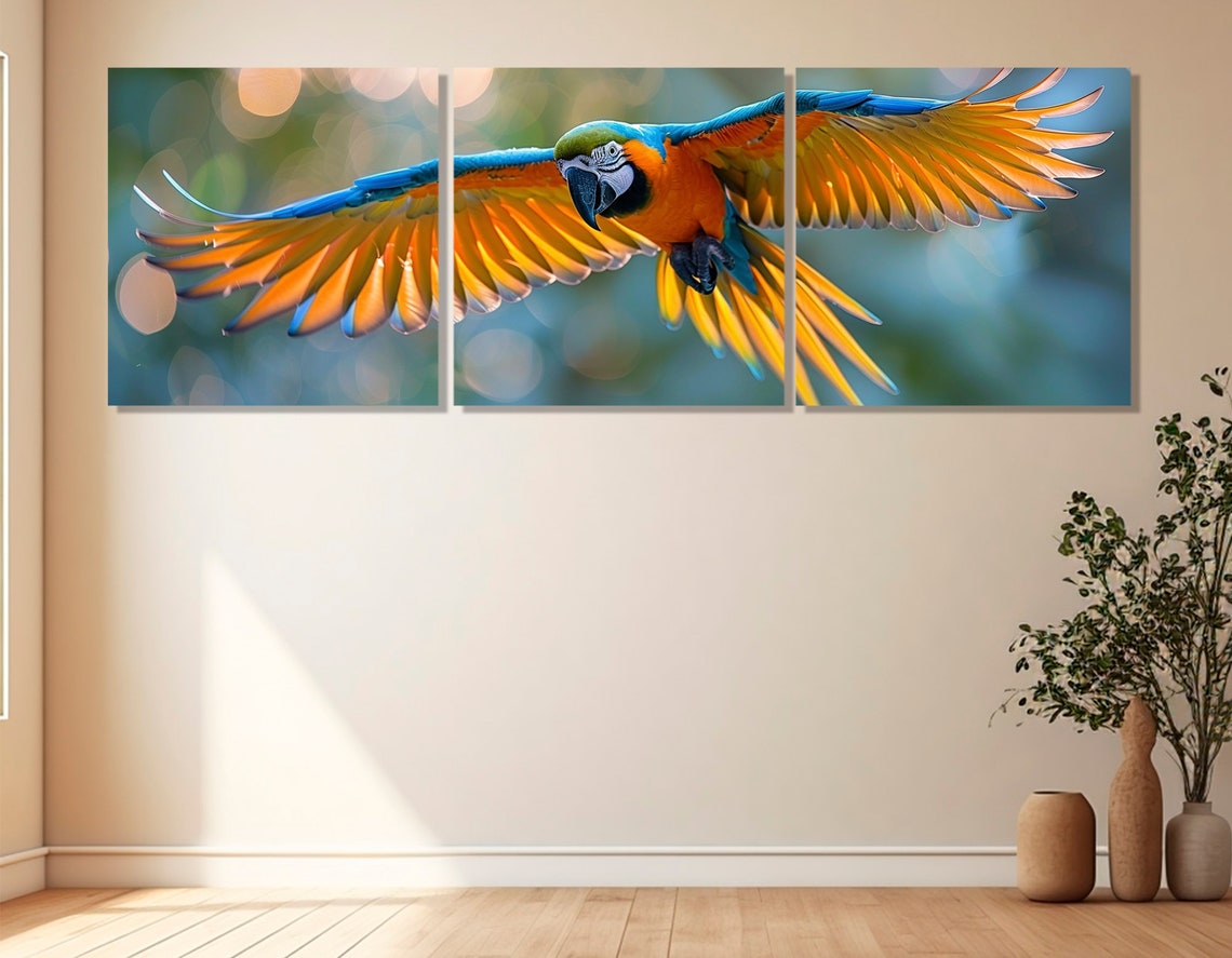 Blue And Gold Macaw In Flight Vibrant Parrot Wildlife Poster - Image 4