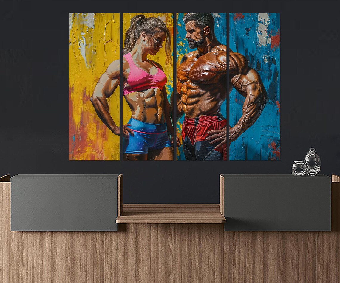 Muscular Fitness Couple Bodybuilding Motivational Gym Wall Poster - Image 4