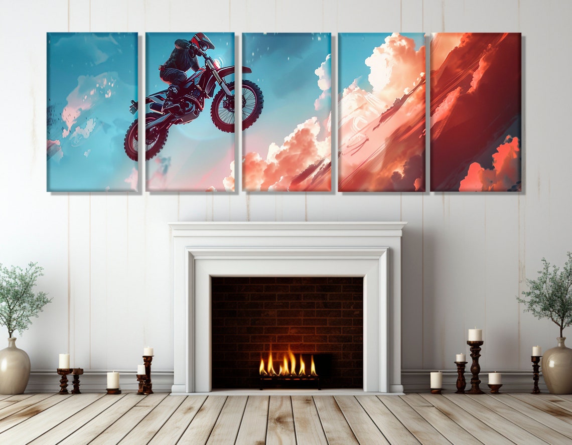 Large Motocross Jump Print Motocross Wall Art Abstract Dirt Bike Painting Motocross Club Decor Framed And Ready To Hang - Image 4