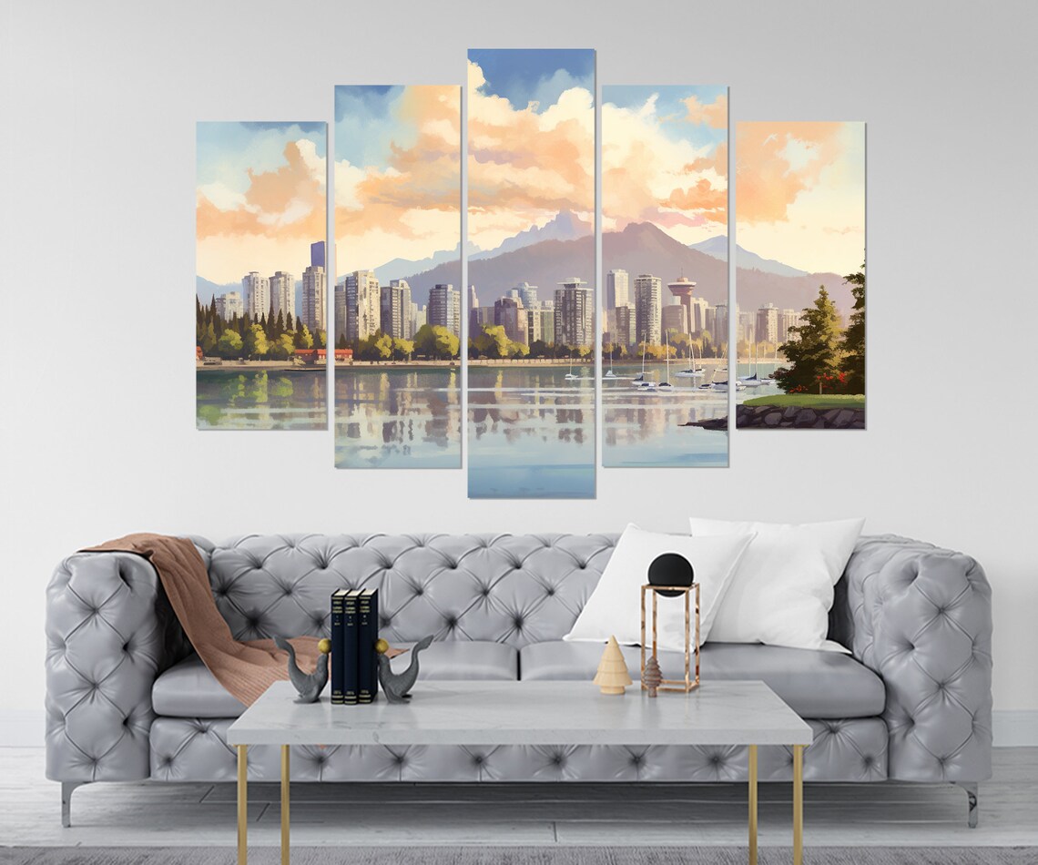 Vancouver Skyline Abstract Art Print, Travel Poster - Image 3