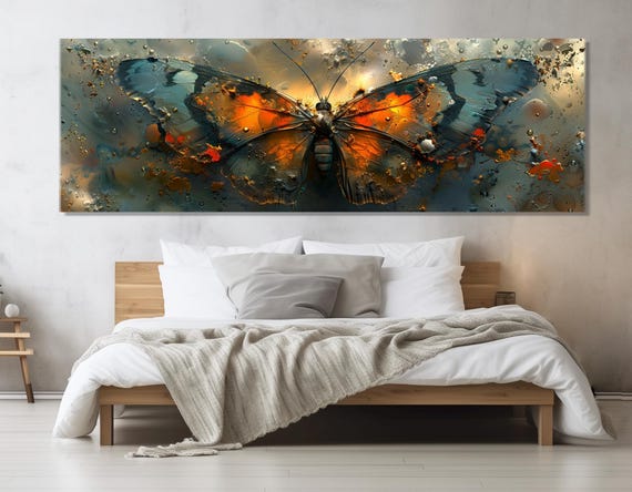 Large Abstract Butterfly Painting Colorful Butterfly Print Butterflies Wall Art Framed And Ready To Hang