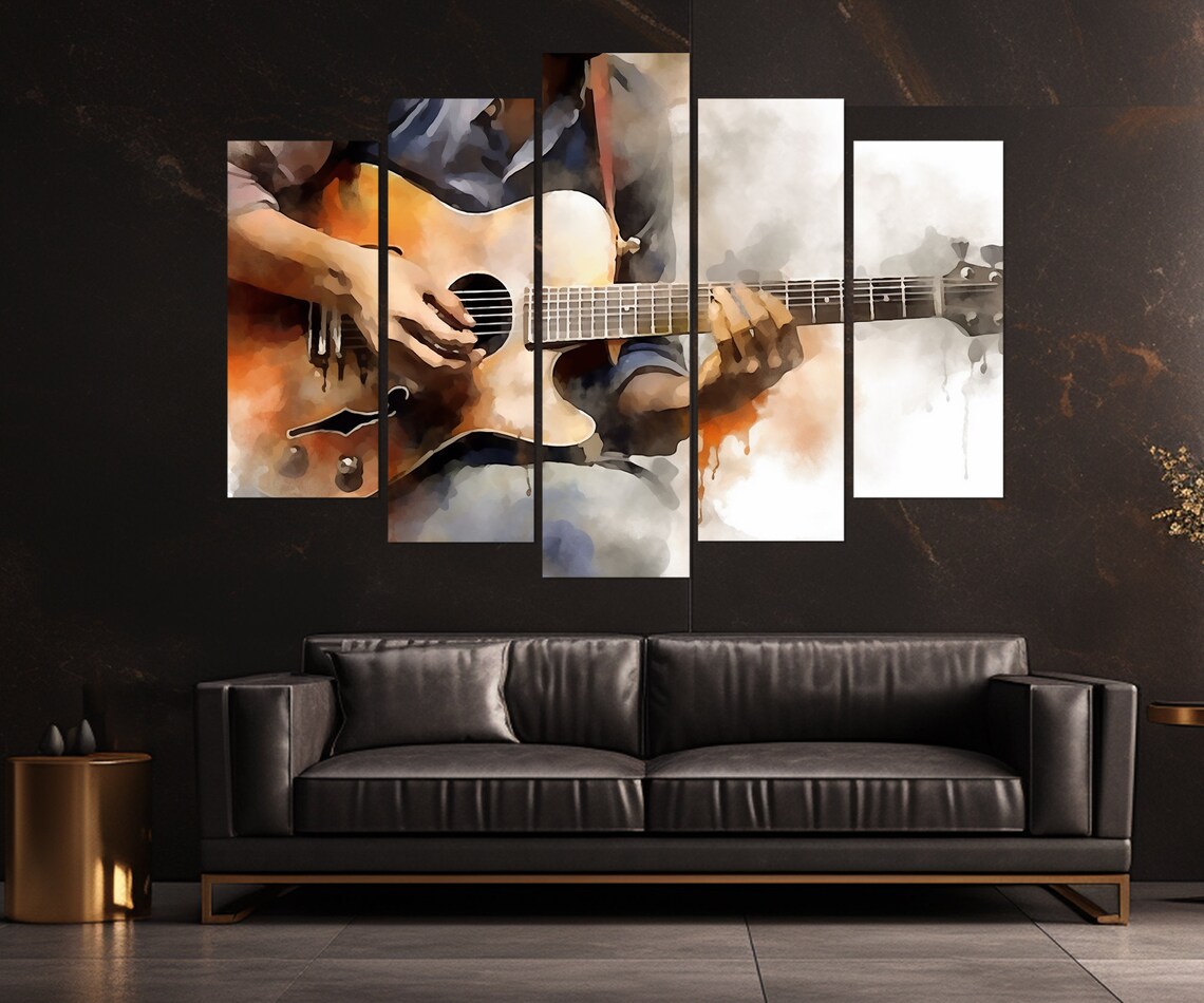 Abstract Guitarist Watercolor Acoustic Guitar Player Music Art Poster - Image 2