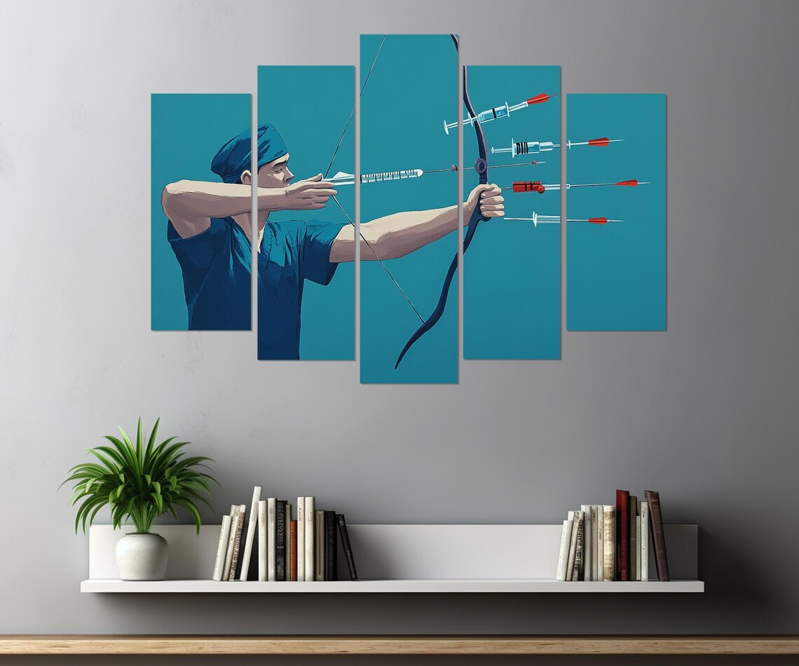 Doctor Archer Syringe Bow Art Bold Healthcare Painting Wall Art Print - Image 3