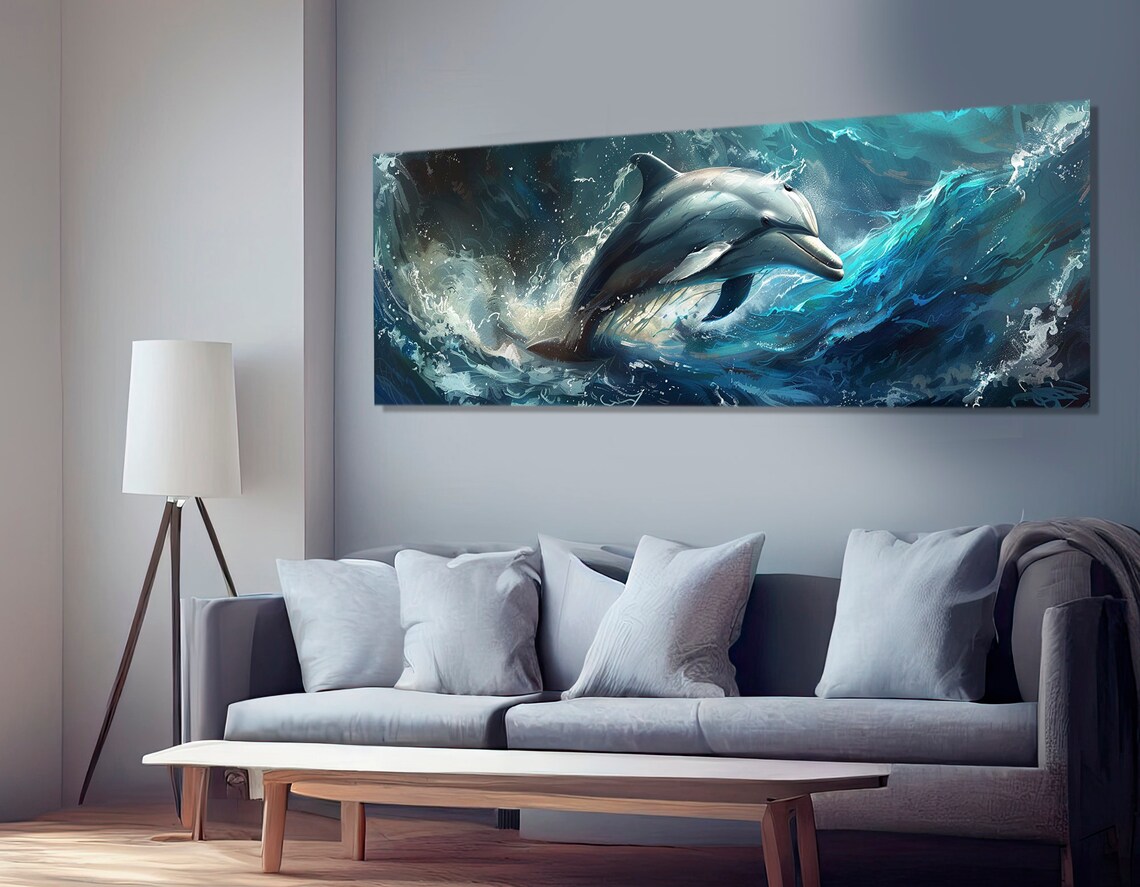 Dolphin Painting, Ocean Life Poster Art Print - Image 2