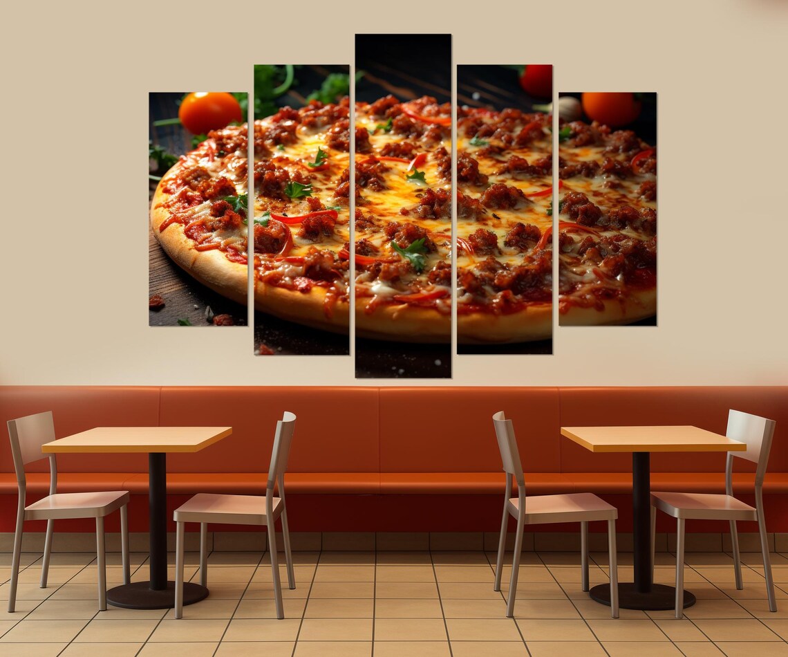 Delicious Cheese Pizza Close Up Food Photography Kitchen Wall Poster - Image 2