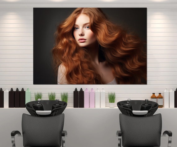Beauty Saloon Wall Decor Fashion Art Girl With Beautiful Red Hair Print Trichologist Gift Framed And Ready To Hang