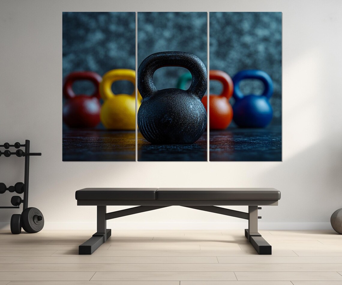 Colorful Kettlebells Gym Photography Fitness Motivation Wall Poster - Image 4