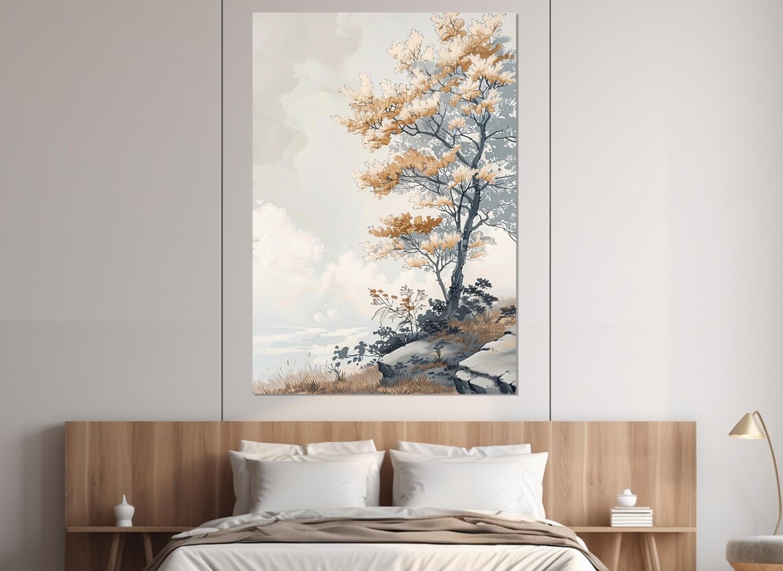Japanese Ukiyo Tree Painting Art Print, Nature Decor - Image 3