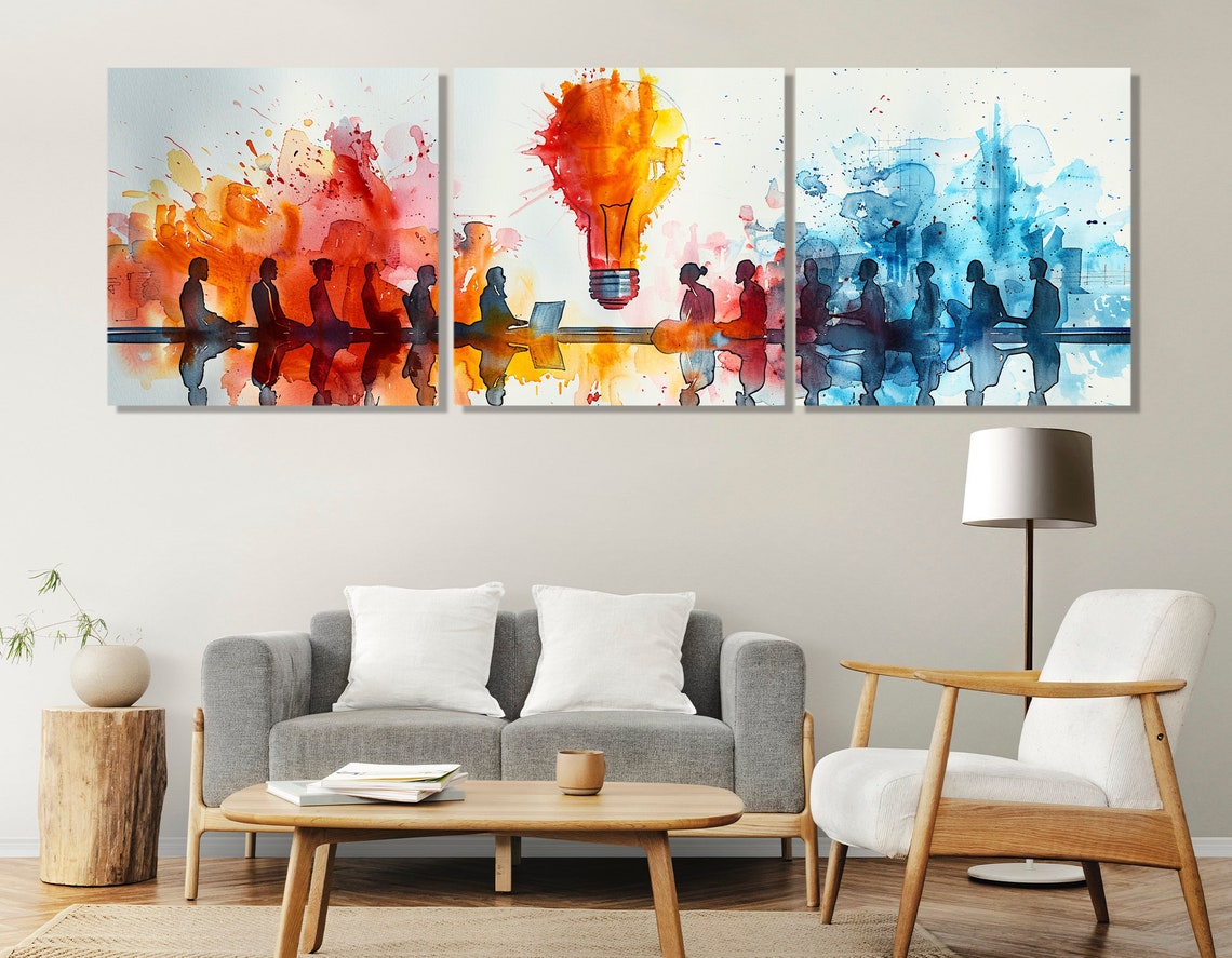 Abstract Tech Savvy Team Brainstorm Print Coworking Wall Art It Specialist Gift Coworking Wall Decor Framed And Ready To Hang - Image 2
