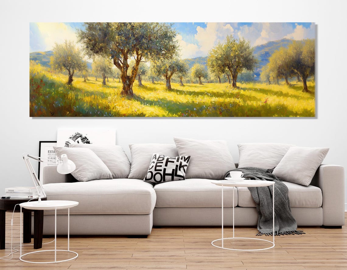 Sunlit Olive Grove Golden Field Impressionist Countryside Art Poster - Image 2