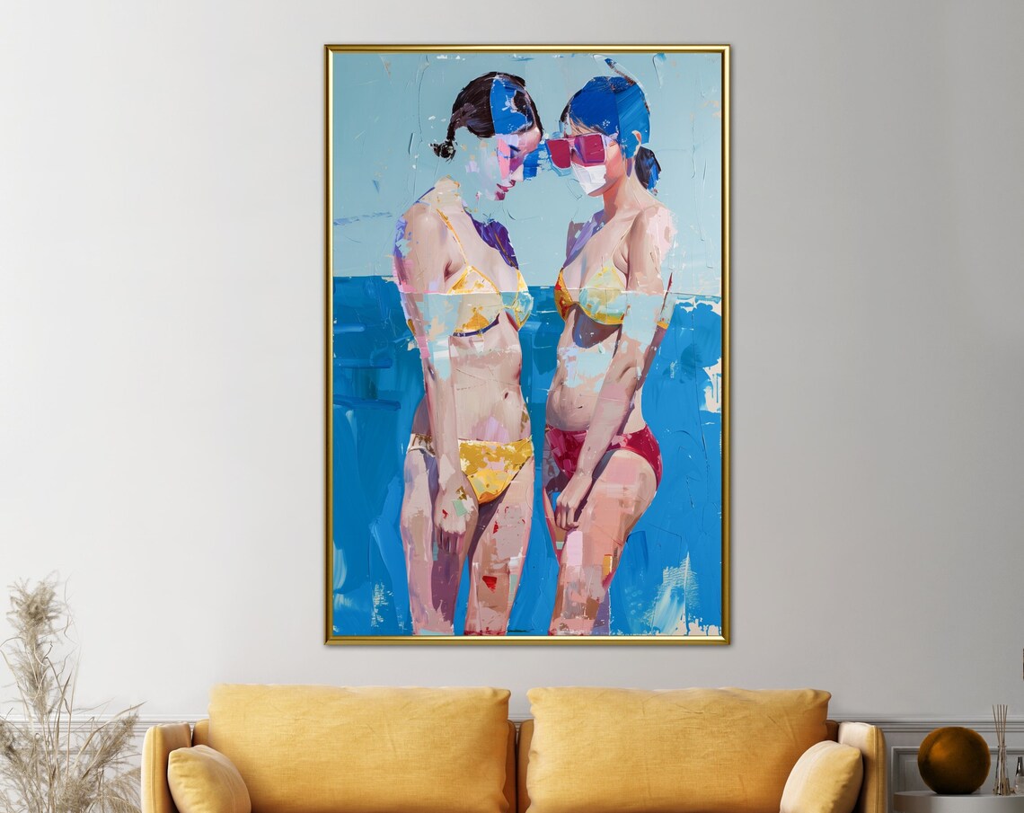 Lesbian Romance, Abstract Female Palette Knife Art Print